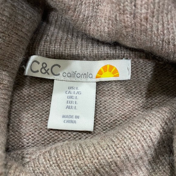 C&C California Super Soft Wool Blend Sweater Dark Academia Turtleneck Size L - Picture 3 of 5